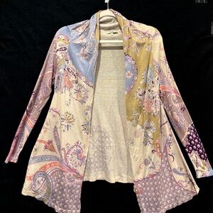 Etro paisley silk/cashmere open cardigan